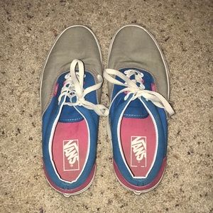 Pink, grey and blue vans